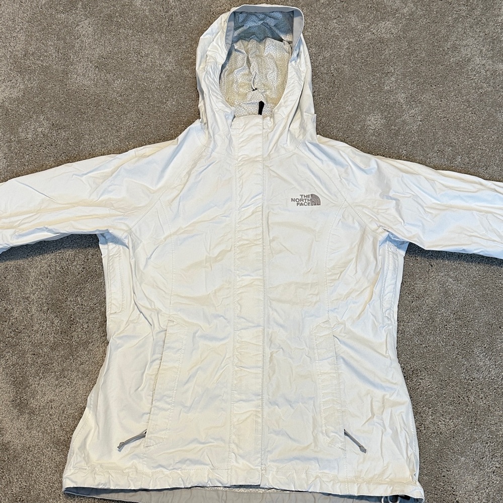 The North Face White Hooded Raincoat